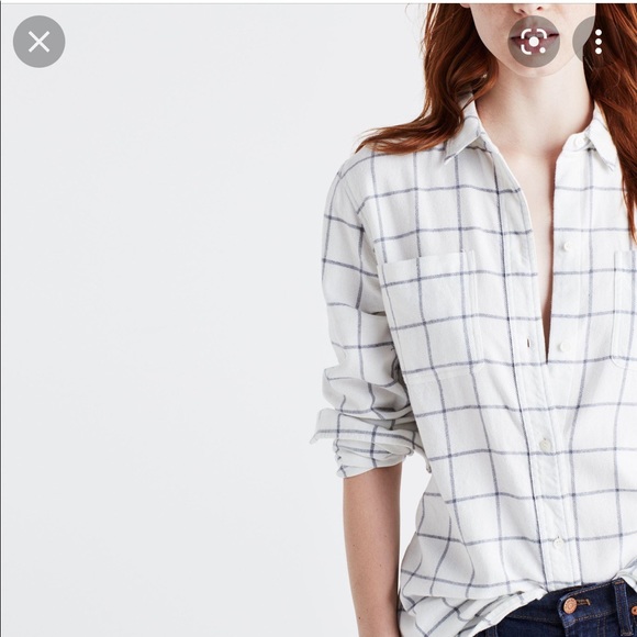 Donated - Madewell flannel oversized ex-boyfriend shirt in windowpane - Picture 2 of 6